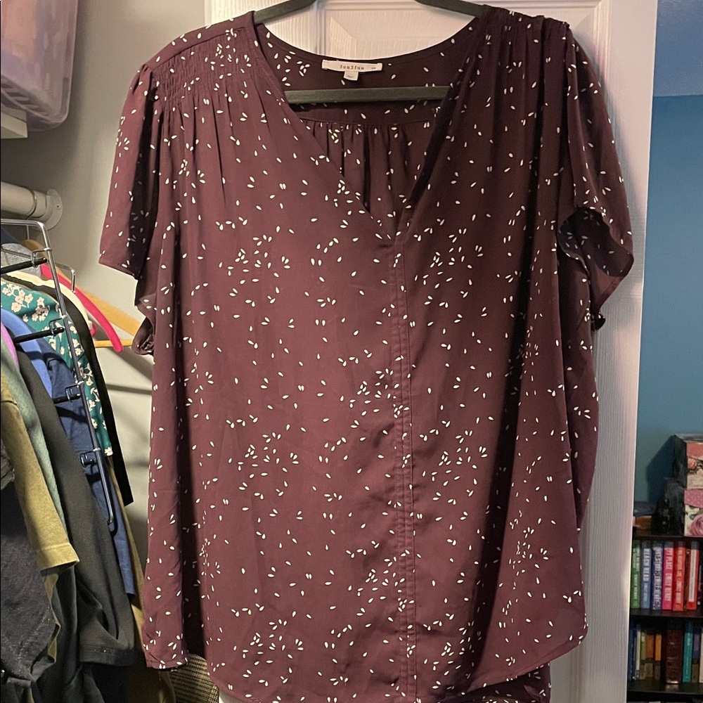 Women's Plum Sheer Blouse with White Speckles